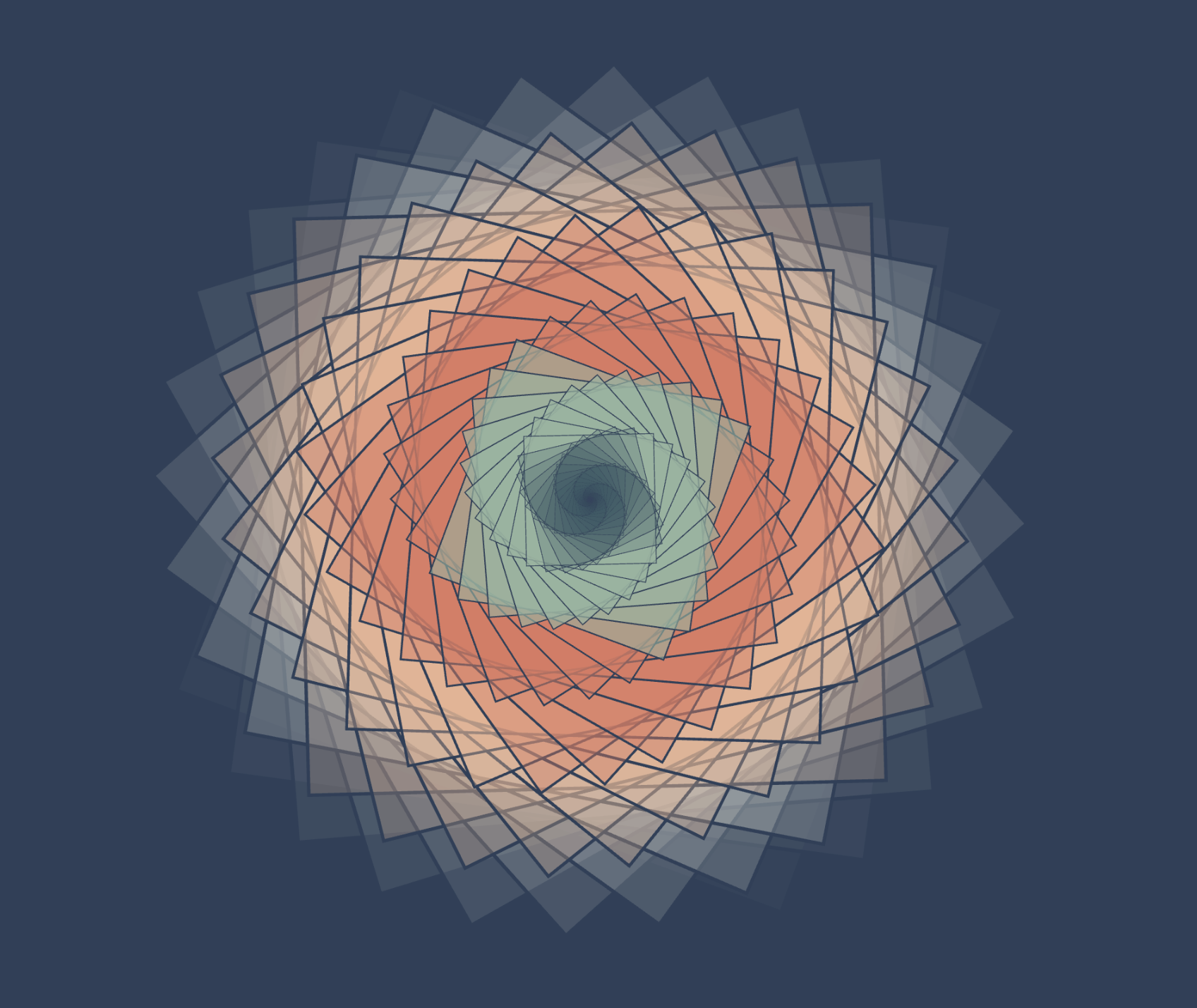 Transparent rotating squares sequence